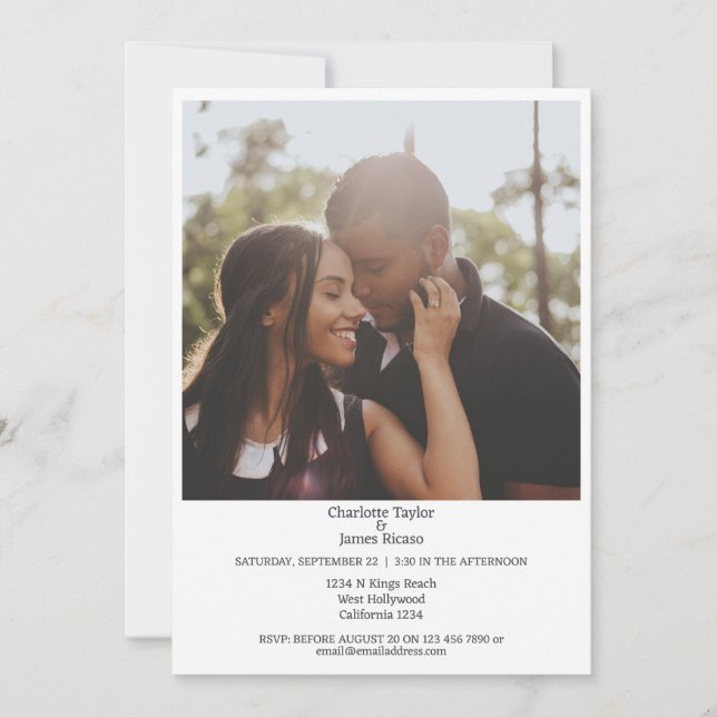 Invitación Un boda fotográfico minimalista simple y elegante (Anverso)