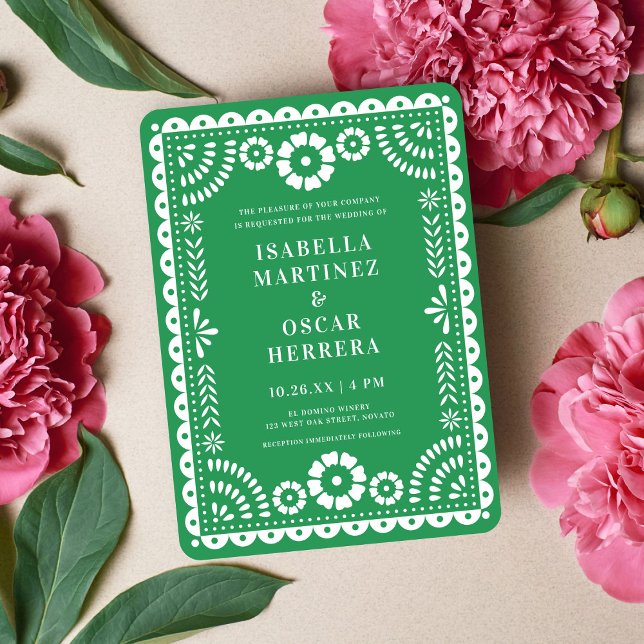 Invitación Un Boda inspirado en el pintado del papel verde (Subido por el creador)
