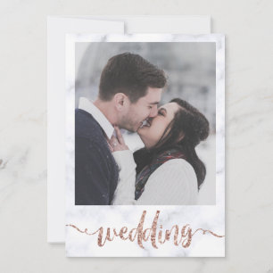Invitación Un Boda Inspirador Rosa de fotografía Purpurina or
