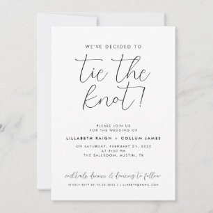 Invitación Un Boda mínimo, atar el nudo íntimo simple