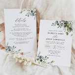 Invitación Un Boda Rústico De La Energía Eucalyptus<br><div class="desc">Esta elegante colección incluye hojas de color agua mezcladas con un elegante estilo de letra serif y sans delicados en negro,  con espacio para añadir detalles en la parte posterior. Elementos coincidentes disponibles.</div>