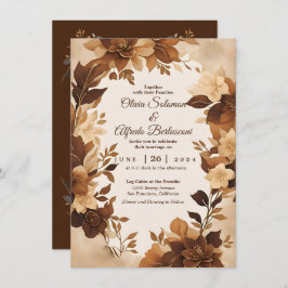 Invitación Un Boda temático floral de otoño con café y crema