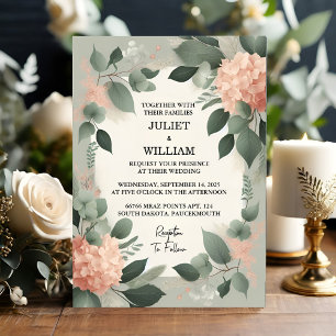 Invitación Un Boda verde sabio en Rubor color pastel de menta