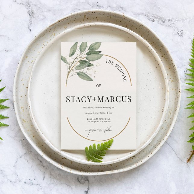 Invitación Un Boda verde y dorado con acento dorado (Subido por el creador)