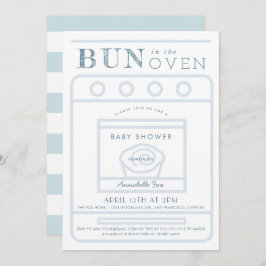 Invitación Un bollo en el Baby Shower azul de Oven Boy