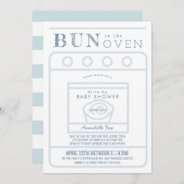 Invitación Un bollo en el Baby Shower de Oven Boy Blue Drive