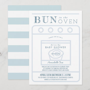 Invitación Un bollo en el Baby Shower de Oven Boy Blue Drive