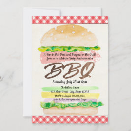 Invitación Un bollo en el horno y hamburguesas en la barbacoa