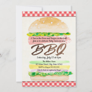 Invitación Un bollo en el horno y hamburguesas en la barbacoa