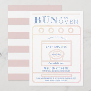 Invitación Un bollo en la Baby Shower virtual rosa del Chica 