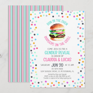 Invitación Un bollo en la revelación de género de la barbacoa
