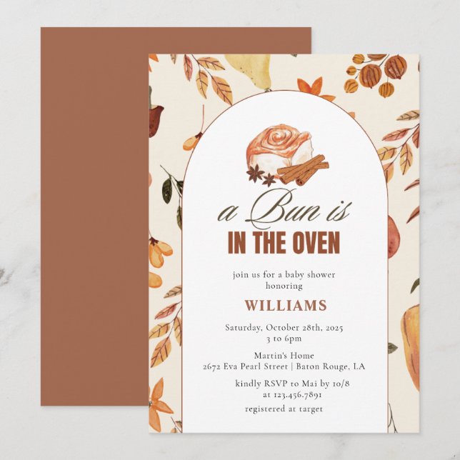 Invitación Un bollo está en el Baby Shower de Oven Fall (Anverso / Reverso)