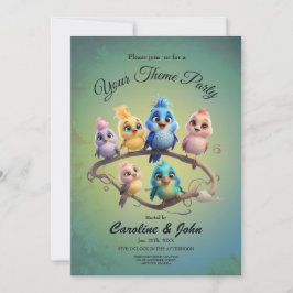 Invitación Un bonito desfile de pájaros personalizados en col