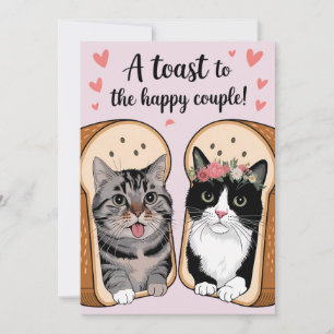 Invitación Un brindis por la feliz pareja Bodas de gato diver
