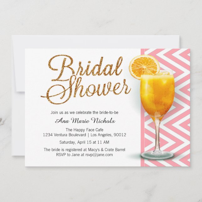 Invitación Un Brunch de ducha de novia de Mimosa (Anverso)