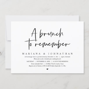 Invitación Un Brunch Para Recordar, Boda Fiesta Elopement