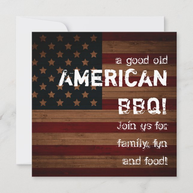 Invitación ¡Un buen Bbq viejo del americano! (Anverso)