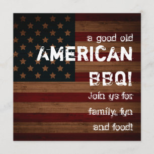 Invitación ¡Un buen Bbq viejo del americano!