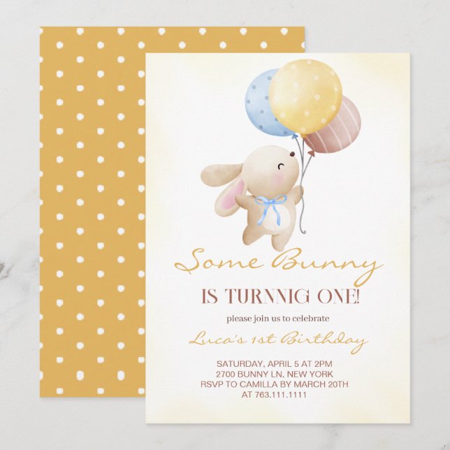 Invitación Un buen conejo cumple un cumpleaños (Anverso / Reverso)