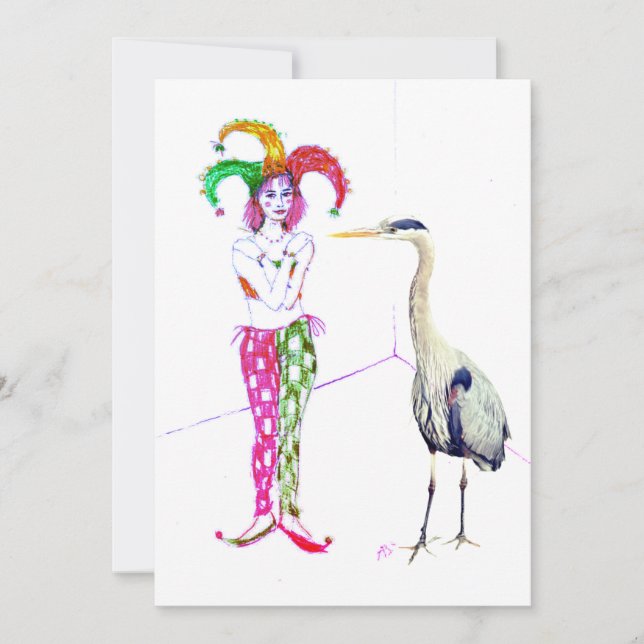 Invitación Un bufón y una garza azul (Anverso)
