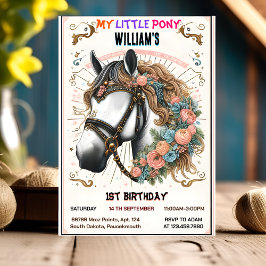 Invitación un caballo lindo mi pequeño pony primer cumpleaños