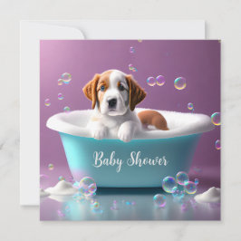 Invitación Un cachorro lindo en una bañera con jabón