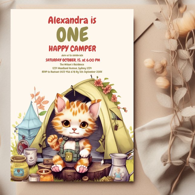 Invitación Un campamento feliz el primer cumpleaños (Subido por el creador)