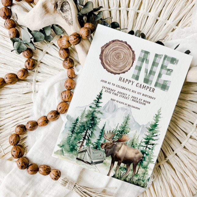 Invitación Un campamento feliz el primer cumpleaños (Subido por el creador)