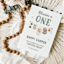 Invitación Un campamento feliz el primer cumpleaños