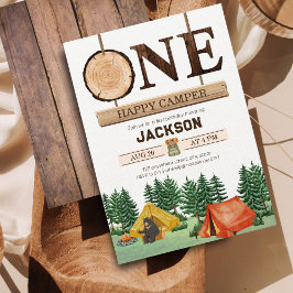 Invitación Un Camper Feliz Primer Cumpleaños