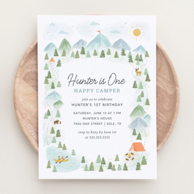 Invitación Un Camper Feliz Primer Cumpleaños (Subido por el creador)