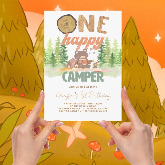 Invitación Un Camper Feliz Primer Cumpleaños (Subido por el creador)