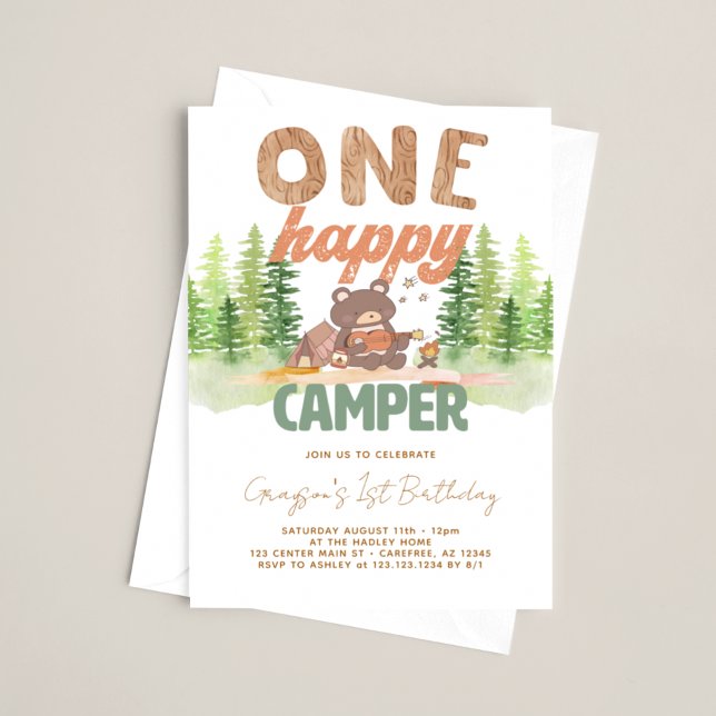 Invitación Un Campista Feliz Bosque (Subido por el creador)
