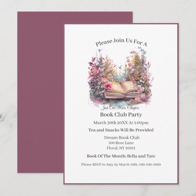 Invitación Un capítulo más - Club de lectura (Anverso / Reverso)