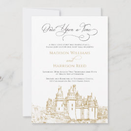 Invitación Un Castillo Elegante Una Vez Antes Un Boda De Cuen