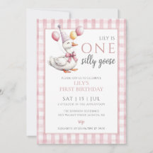 Un Chica de Goose Silly Primer Fiesta de Cumpleaño