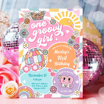 Un Chica de Groovy Retro Preppy Varsity Cumpleaños