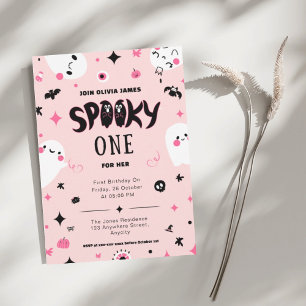 Invitación Un chica de halloween con miedo rosa