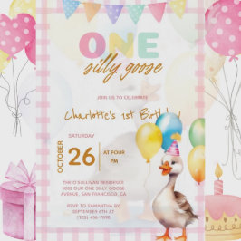 Invitación Un Chica de la bandeja rosa de una gallina de la g