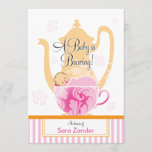 Invitación Un chica de la fiesta del té el   de Baby Shower