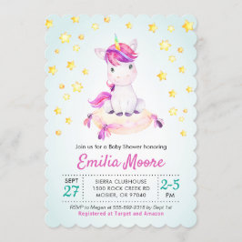 Invitación Un Chica de unicornio colorido