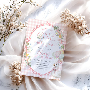 Invitación Un Chica gótico tonto primer cumpleaños rosado Gin