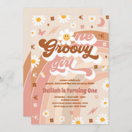 Invitación Un Chica groovy Paz Fiesta de amor Rainbow Birday