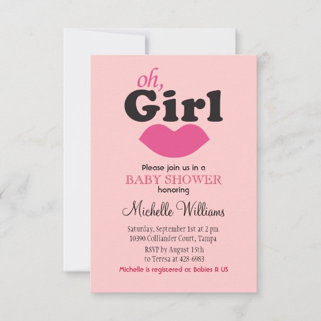 Invitación Un Chica le gusta a Baby Shower (Anverso)