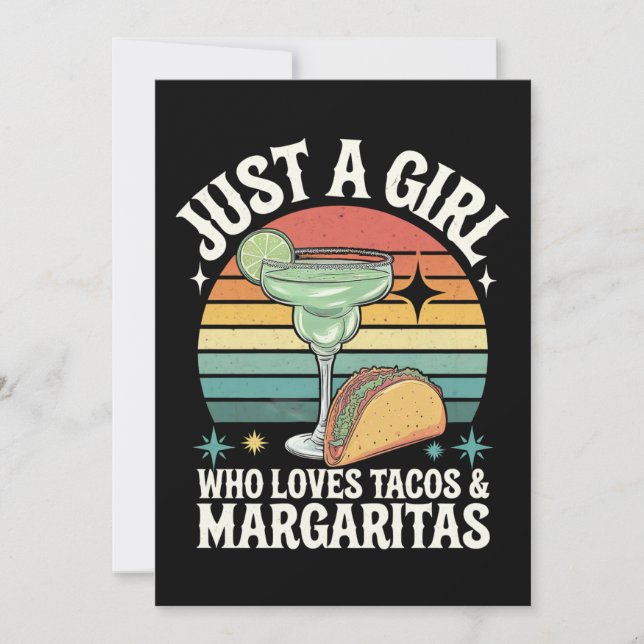 Invitación Un Chica Que Ama Tacos Y Margarita Mexicana (Anverso)