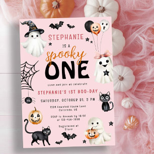 Invitación Un Chica rosado de Halloween tiene miedo
