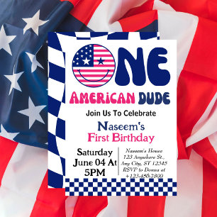 Invitación Un Chico Americano Cumpleaños 4 De Julio Chico 1er
