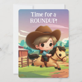 Invitación Un chico de cowboy lindo en un caballo