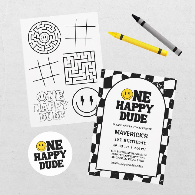 Invitación Un Chico Feliz Cumple 1 Año con Estilo Retro (Subido por el creador)