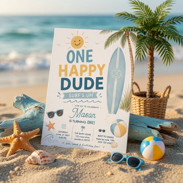 Invitación Un Chico Feliz Cumpleaños de Surf Playa (Subido por el creador)
